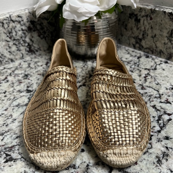 Sam Edelman Pen Gold Leather Espadrilles Slip On  Flat Size 6 - Picture 7 of 12